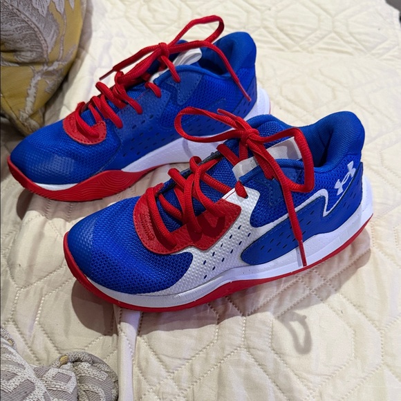 Under Armour Kids Vibrant Blue and Red Sneakers - Picture 4 of 7